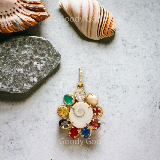 Goodygod Gomti Chakra Navratna Locket/Pendant