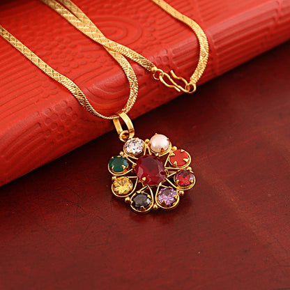 Goodygod Red Ruby Navratna Locket/Pendant